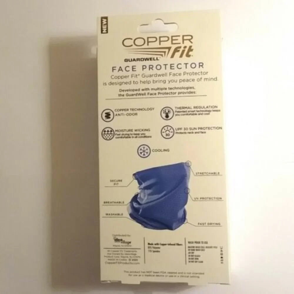Copper Fit Guardwell Face Protector Breathable Secure Mask Blue Youth 8+